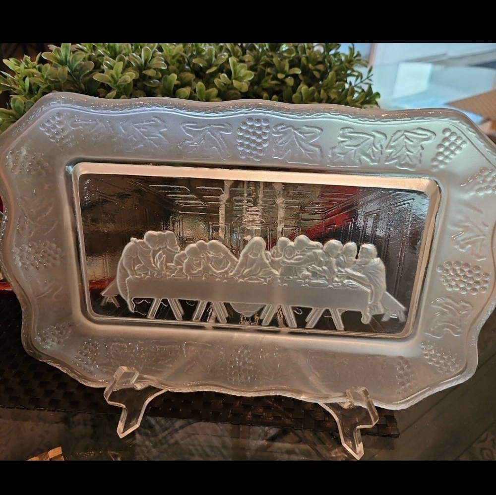 "LAST SUPPER"   etched glass plate